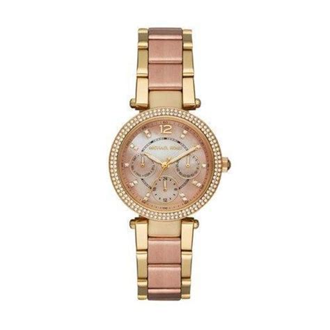 michael kors women's 33mm two-tone pav parker multifunction watch outlet|Parker Pavé Rose Gold.